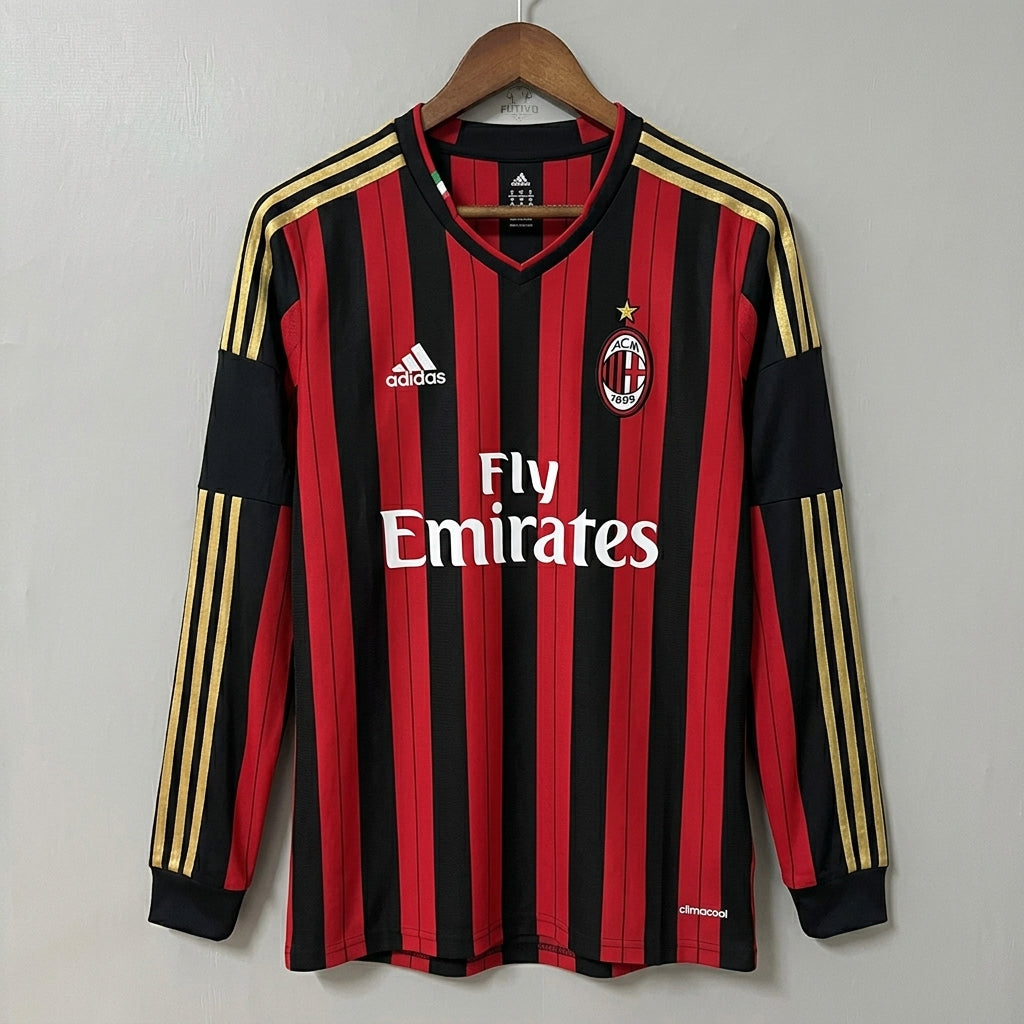 AC Milan 2013/14 Home Long-Sleeve Retro Jersey