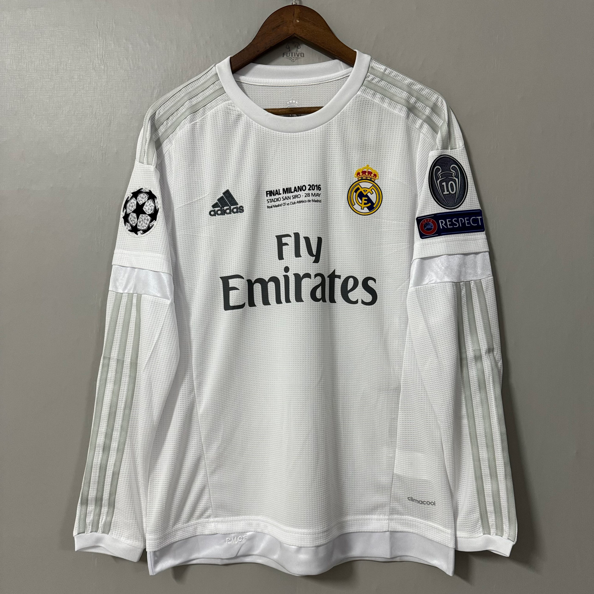 Real Madrid 2015/16 Home (UCL Final) Long-Sleeve Retro Jersey