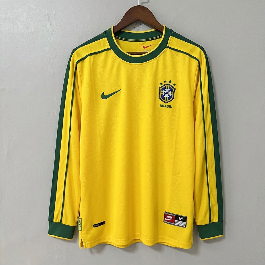 Brazil 1998 Home Long-Sleeve Retro Jersey