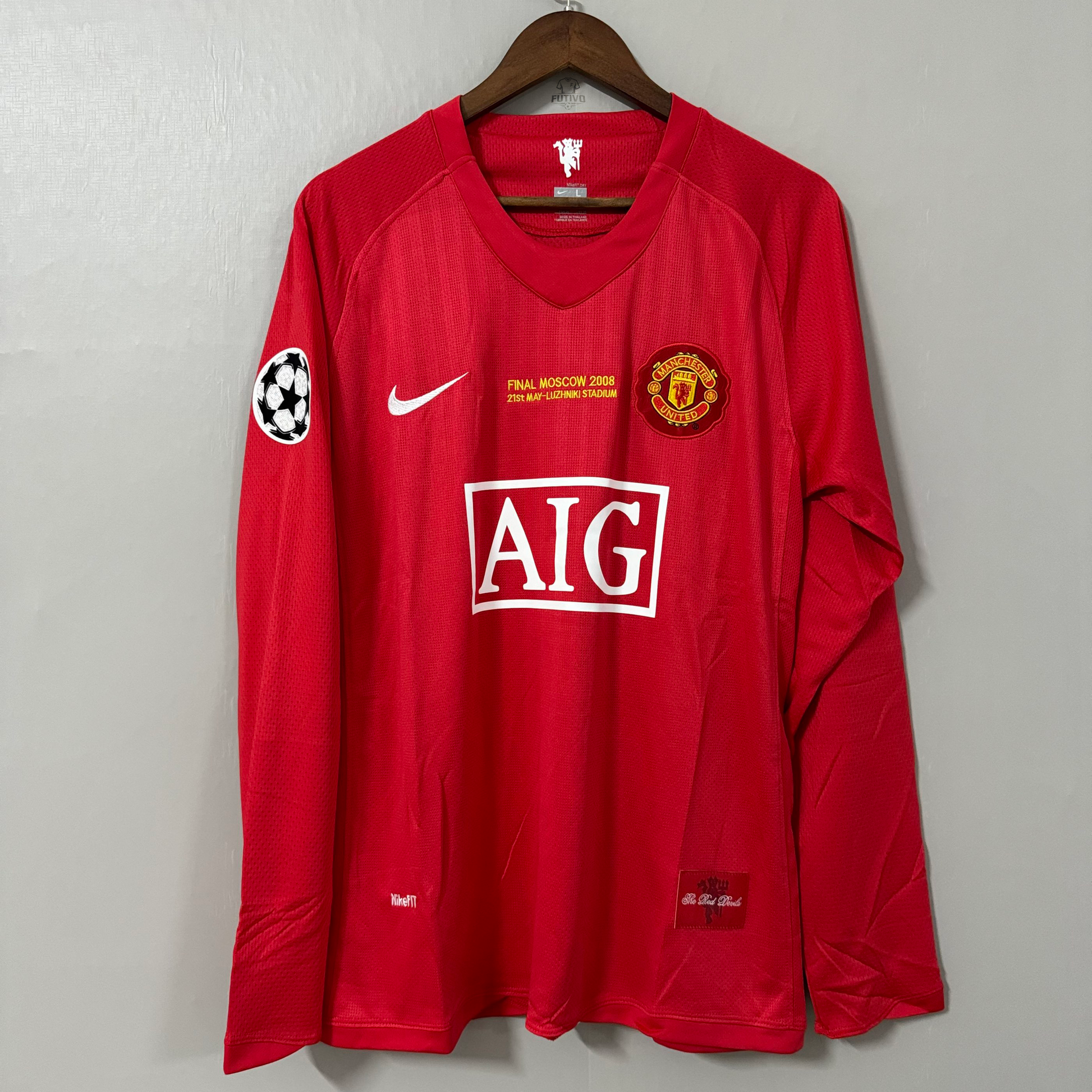 Manchester United 2007/08 Home (UCL Final) Long-Sleeve Retro Jersey